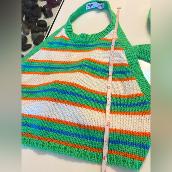 Zara Green and White Knit Fabric Halter top - Picture 5 of 8